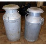 Pair Alloy "London" milk churns. Condition reports are not availabe for our Interiors Sales.