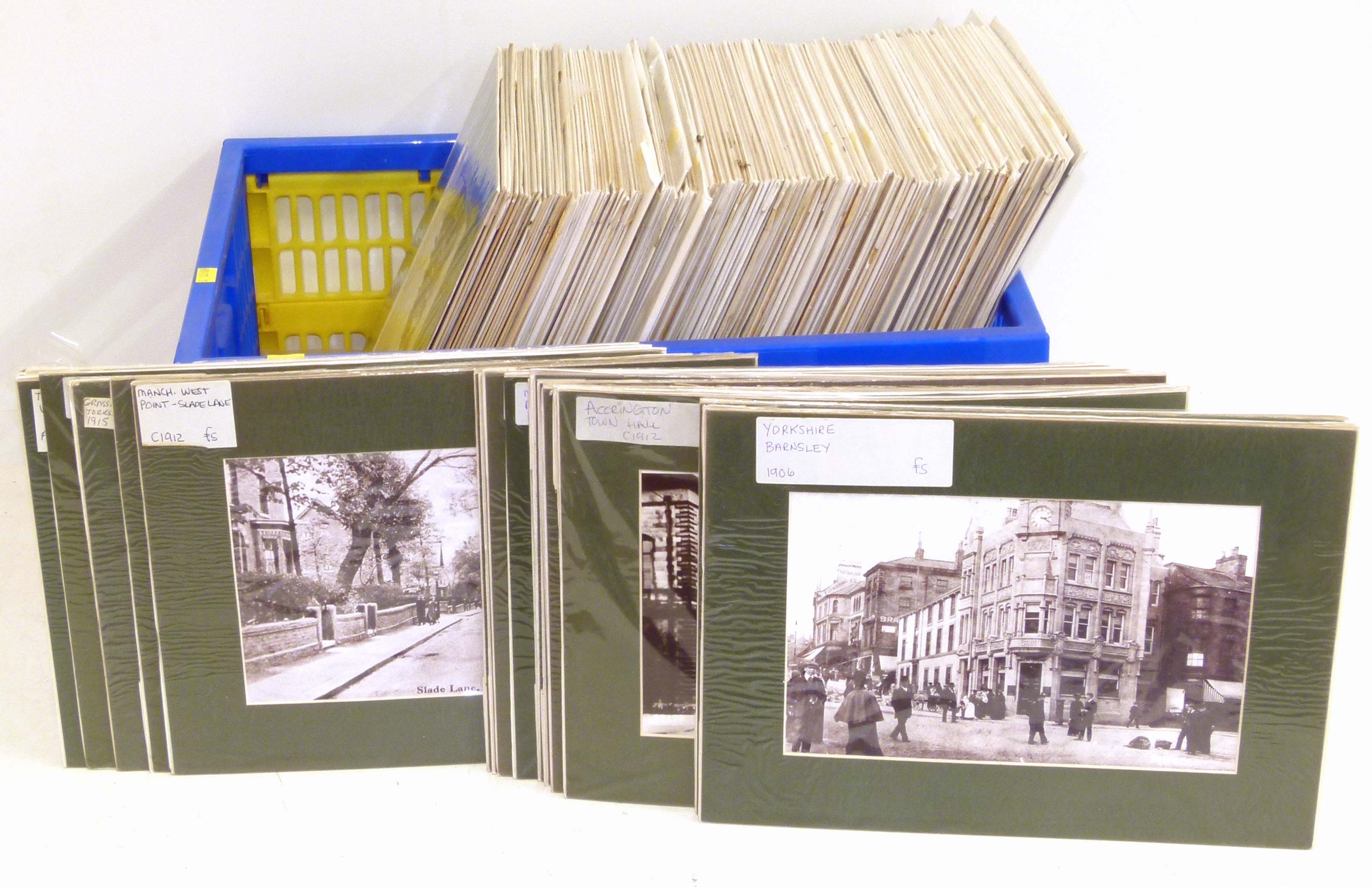 Large selection of assorted reproduction historical photographs of town and street views across