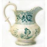 Queen Victoria commemorative proclamation jug printed in green with portraits and commemorations