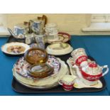 Collection of ceramics including two Pratt pot lids, Doulton Baby's bowl, Ida Platt cabinet plate,