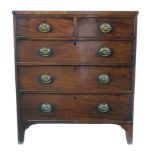 George III mahogany chest of two short and three long graduated drawers, rectangular top with