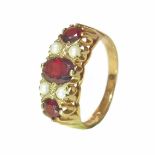 Garnet and seed pearl 9ct gold dress ring Condition reports are not availabe for our Interiors