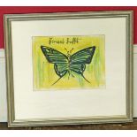 Style of Bernard Buffet (French 1928-1999), Butterfly, bears signature, mixed media, . Condition