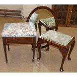 Edwardian mahogany inlaid piano stool over inlaid mirror and cabriole leg stool Condition reports