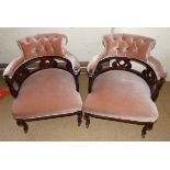 A pair of Edwardian upholstered tub chairs Condition reports are not availabe for our Interiors