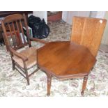 Oak occasional table, table screen and low elbow chair. Condition reports are not available for