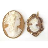 Two cameo brooches Condition reports are not available for our Interiors Sales.