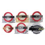 Six London Transport bus and underground enamel cap badges