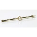 Half pearl platinum bar brooch Condition reports are not available for our Interiors Sales.