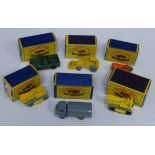 Matchbox Series 38 Karrier refuse collector, two Series 8 Caterpillar tractors, Series 12