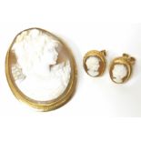 9ct gold Cameo brooch and a matching pair of earrings. Condition reports are not available for our
