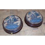 Pair of Victorian circular beadwork stools. Condition reports are not available for our Interiors