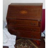 Edwardian mahogany and inlaid bureau. Condition reports are not available for our Interiors Sales.