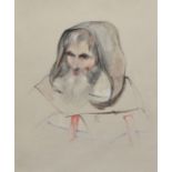 English School, 19th century, Portrait of an elderly man wearing a cowl, indistinctly initialled,