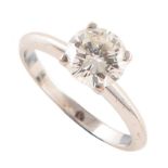 1.21 carat diamond solitaire 18ct white gold ring , the round brilliant cut diamond weighing