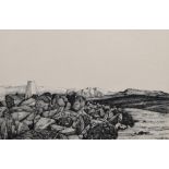 Rob Piercy (1946-), "Moel y Ci with the Carneddau in the background", signed, ink drawing, 25.5 x