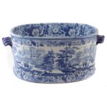 Bathwell and Goodfellow blue transfer foot bath, printed with Italian landscape patterns, first half