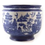 Doulton Burslem Willow pattern jardinière , 38cm diameter For condition reports go to www.