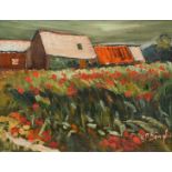 Stephanie Dingle (1926-2017), "Poppy Field", signed, titled and dated 1987 on artist's label