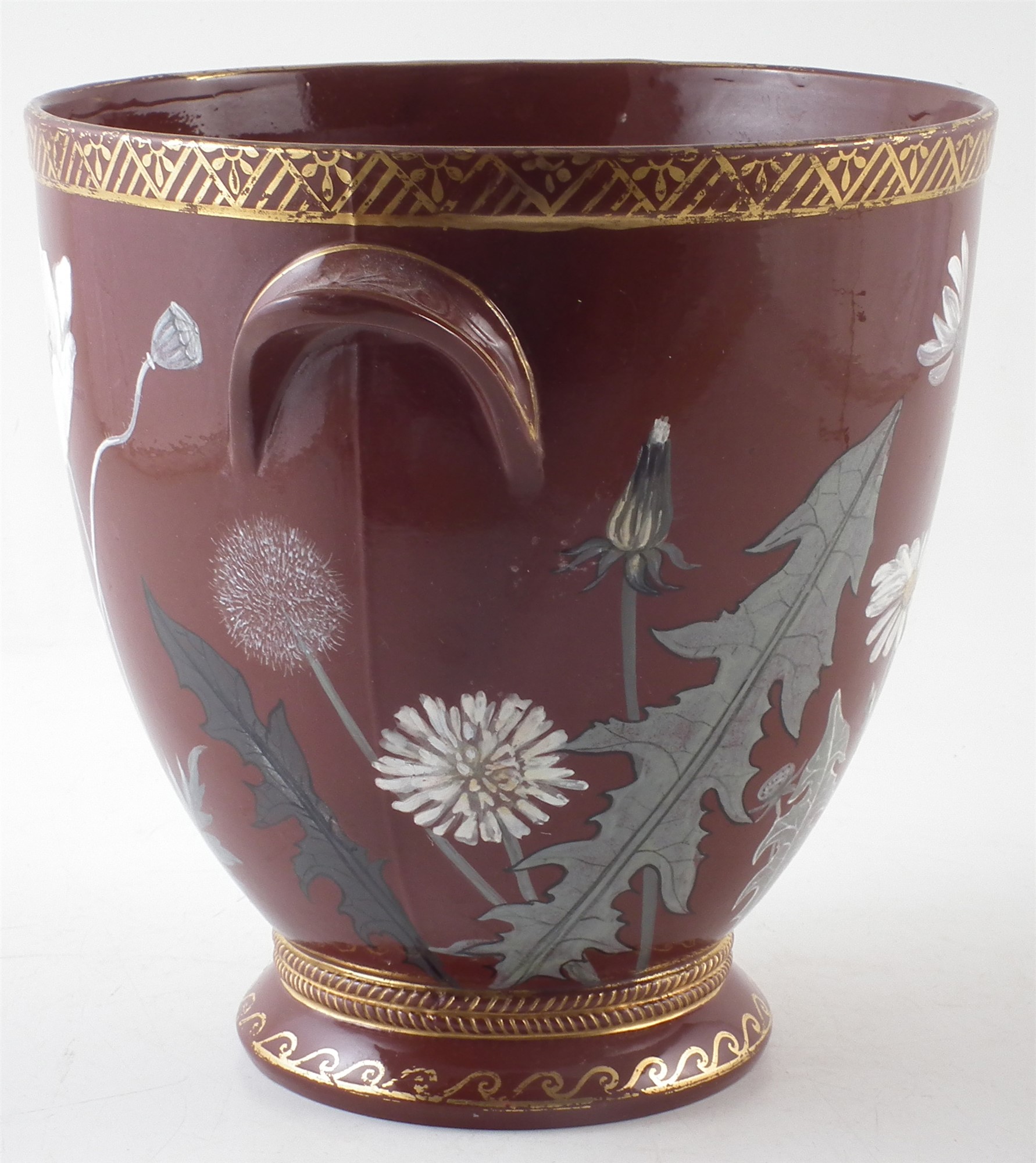 Minton Kensington Gore Art pottery jardiniere, the glazed terracotta body painted with flower - Image 2 of 6