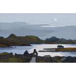 David Barnes (1943-), "Moonlight near Ardmair", signed and titled on verso, oil on board, 39.5 x
