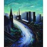 David Wilde (1918-1978), "Early Morning, River Irwell", signed and titled, acrylic on board, 50 x