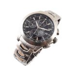 Gent's Tag Heuer link chronograph steel bracelet watch , round black dial with tachymeter