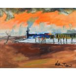 William Turner F.R.S.A., R.Cam.A. (1920-2013), "Glazebrook Station, Risley Moss Line, Irlam o' the