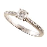 Diamond solitaire 18ct white gold ring, the round brilliant cut diamond complete with GIA report