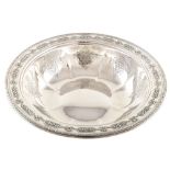 American sterling silver bowl by Towle , round body with embossed floral decoration to inside bowl