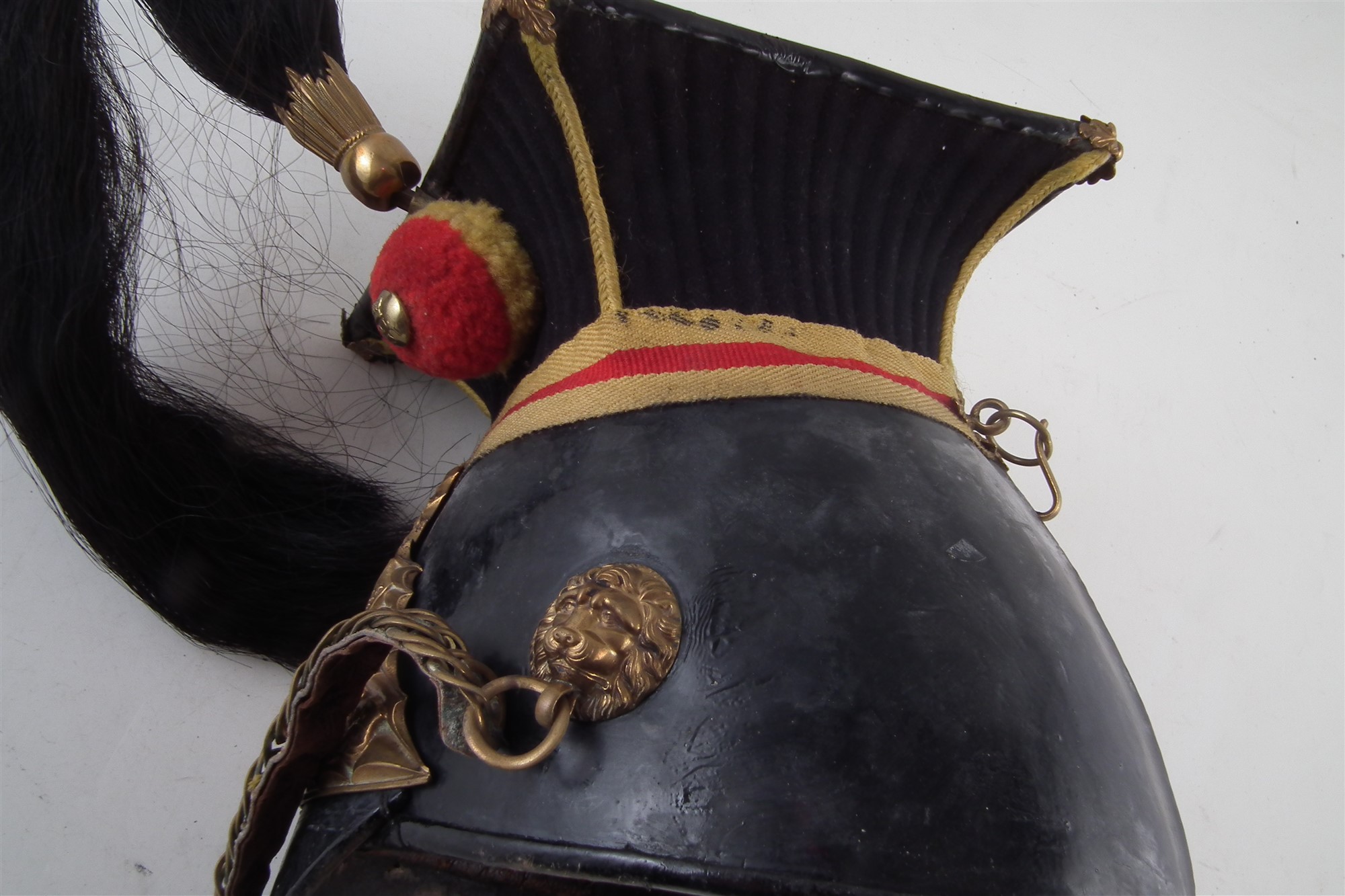Sixteenth Lancers chapska helmet or lance cap , with elaborate front plate, below reeding and yellow - Image 6 of 12