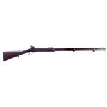 J. Aston Hythe percussion P53 pattern .577 rifle , with chequered stock and iron furniture