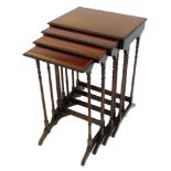 Edwardian mahogany quarteto, the four occasional tables with rectangular tops, each with satinwood