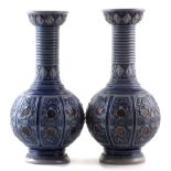 Pair of German stoneware vases by Simon Peter Getz Westwald circa 1890 , with moulded bodies