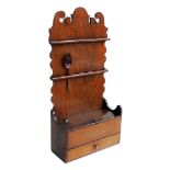 George III oak spoon rack, fretted decoration to back board, twelve comparments for spoons,