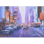 Marc Grimshaw (1957-), "Madison Avenue, New York", signed, titled on verso, unframed, pastel, 27 x