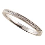 Diamond half-eternity 18ct white gold wedding band , plain polished 18ct white gold shank milgrain