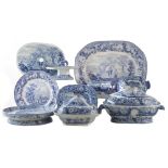 Bathwell and Goodfellow blue transfer ware, printed with Rural Scenery patterns, to include two