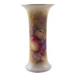 Royal Worcester spill vase signed by Edward Townsend, painted with fallen fruit, puce printed 1928