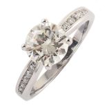 2.17 carat diamond solitaire 18ct white gold ring , the round brilliant cut diamond weighting