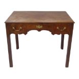 George III mahogany side-table, rectangular top with ogee edge above one long drawer flanked by