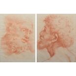 Continental School, 18th century, Male portraits, both unsigned, red chalk drawings, 46 x 32.5cm, 18