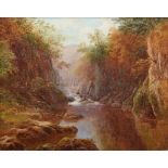 William Mellor (1851-1931), River scene, signed, oil on canvas, 34 x 42cm, 13.5 x 16.5in. For