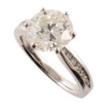 2.47ct diamond 18ct white gold solitaire ring , the round brilliant cut diamond accompanied by an