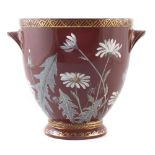 Minton Kensington Gore Art pottery jardiniere, the glazed terracotta body painted with flower