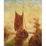 William Joseph J.C. Bond (1833-1926), River scene with a Norfolk wherry, signed, oil on canvas, 58 x