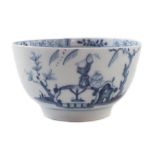 Lowestoft rare early teabowl circa 1768 , painted with the Boy on a tightrope pattern, 7.2cm