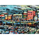 Olivia Pilling (1985-), "Harbour at Wells-next-Sea, Norfolk", initialled, titled on verso, acrylic