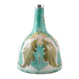 Della Robbia bottle , incised by Annie Beaumont and painted by Annie Smith with leaves and masks,