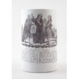 Chaffers Liverpool mug circa 1762, printed in black transfer with Sadler print 'Triple Plea' 17cm